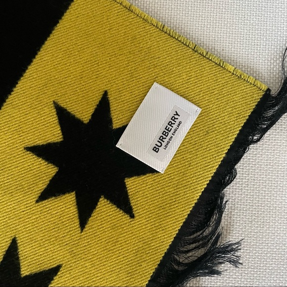 BURBERRY MENS BLUE JACQUARD LOGO SCARF MADE IN ITALY - Picture 6 of 8